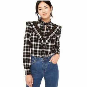 Kate Spade Ruffle Plaid Shirt
